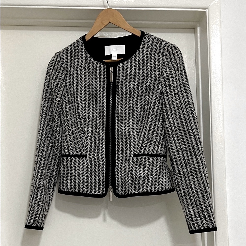 Boss Women's Petite Black and White Tweed Jacket P2